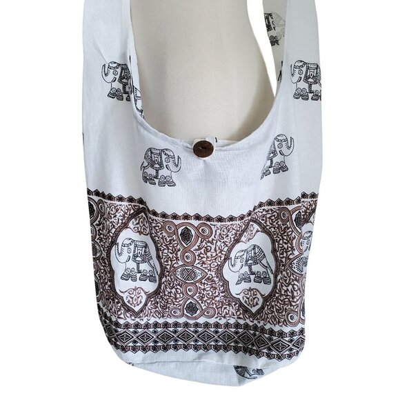 Boho Elephant Crossbody Cotton Purse Made in Thailand 100% Cotton Comfy Bag - Picture 2 of 16